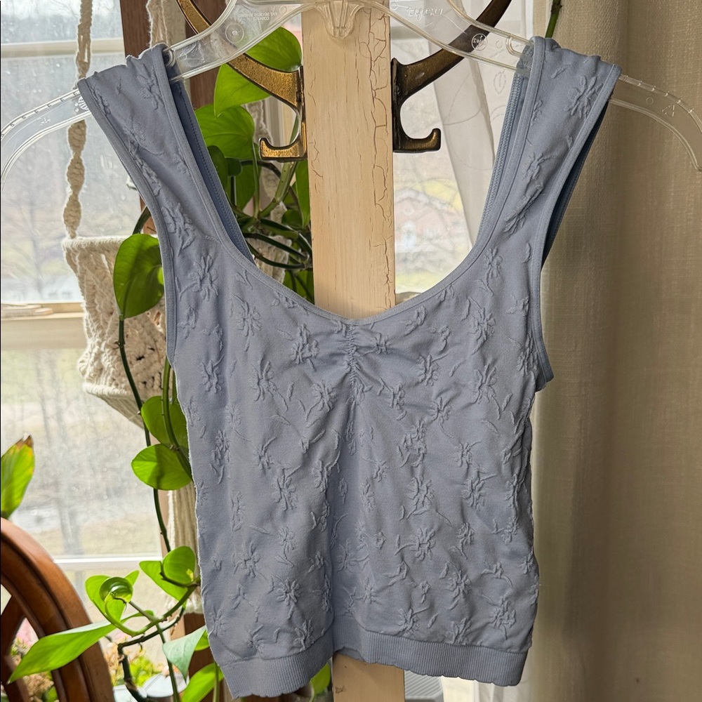 Aerie Light Blue Textured Tank Top